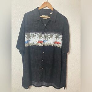 Batik Bay easy care 100% rayon Men’s XXL button shirt antique car palm trees